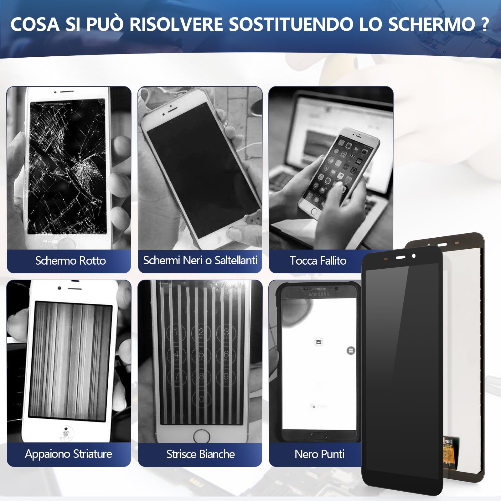RongZy LCD Display per Oukitel G2/WP32 PRO Schermo LCD Touch Screen Assemblea Sostituzione di Vetro Digitalizzatore con Strumenti(Nero)