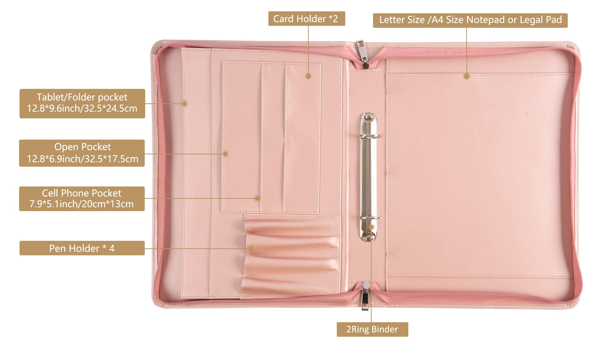Calfinder Porte-Documents A4 En Cuir Professionnel - Conférencier Fin Avec Fermeture Éclair