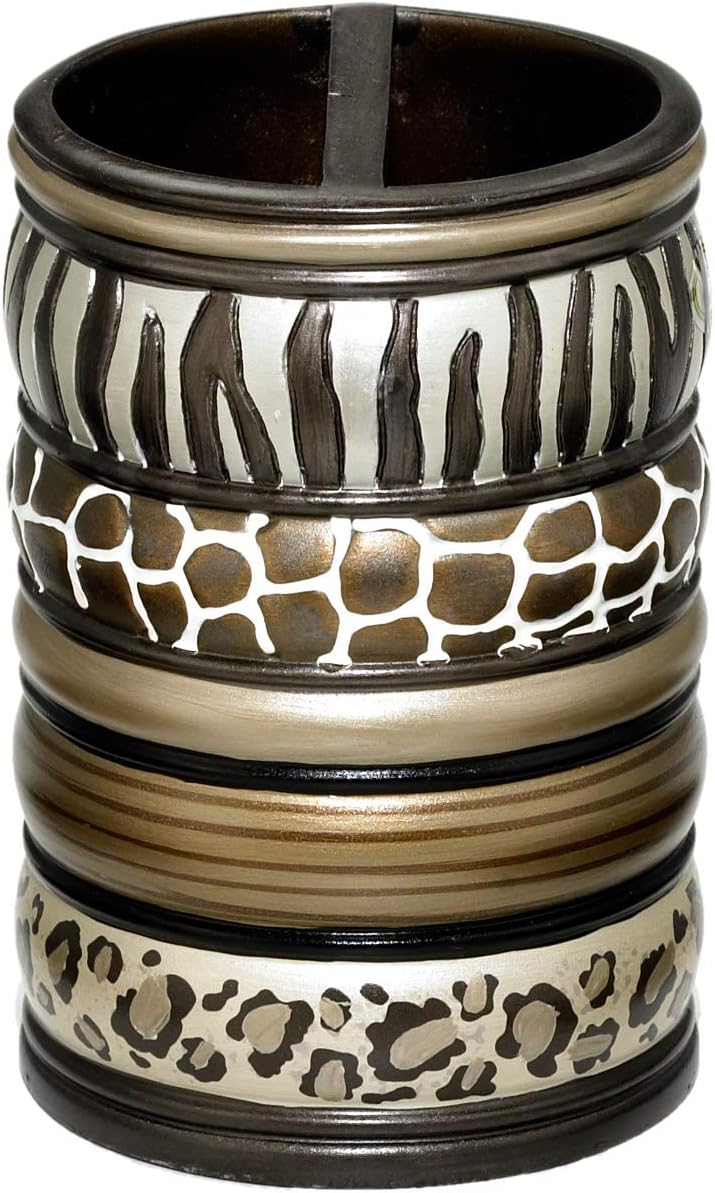 Popular Bath 781267 SAFARI STRIPES, TOOTH BRUSH HOLDER, CHOCOLATE