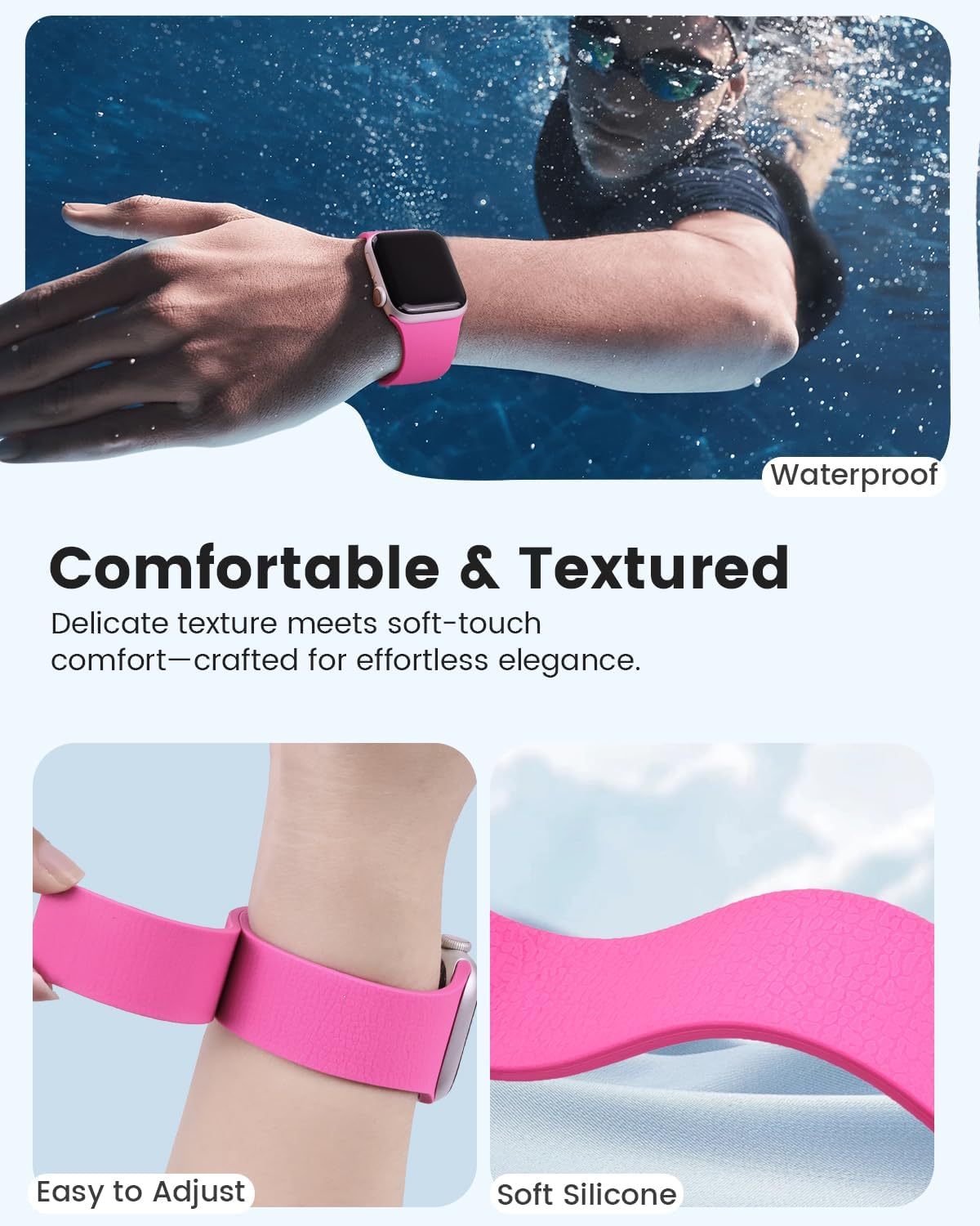 Magnetic Silicone Band Compatible with Apple Watch Band 38mm 40mm 41mm 42mm 44mm 45mm 46mm 49mm Women Men, Soft Waterproof Sport Strap for iWatch Series 11 10 9 8 7 6 5 4 3 2 1 SE Ultra - Image 4