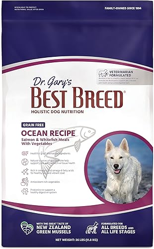 Best Breed Dr. Gary's - Receta de océano sin granos cocinada lentamente en Estados Unidos, alimento seco natural para perros para todas las razas y