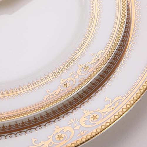 Miniatura 7 de Juego de vajilla de 24 piezas, platos redondos y resistentes a los arañazos, microondas, horno, lavavajillas