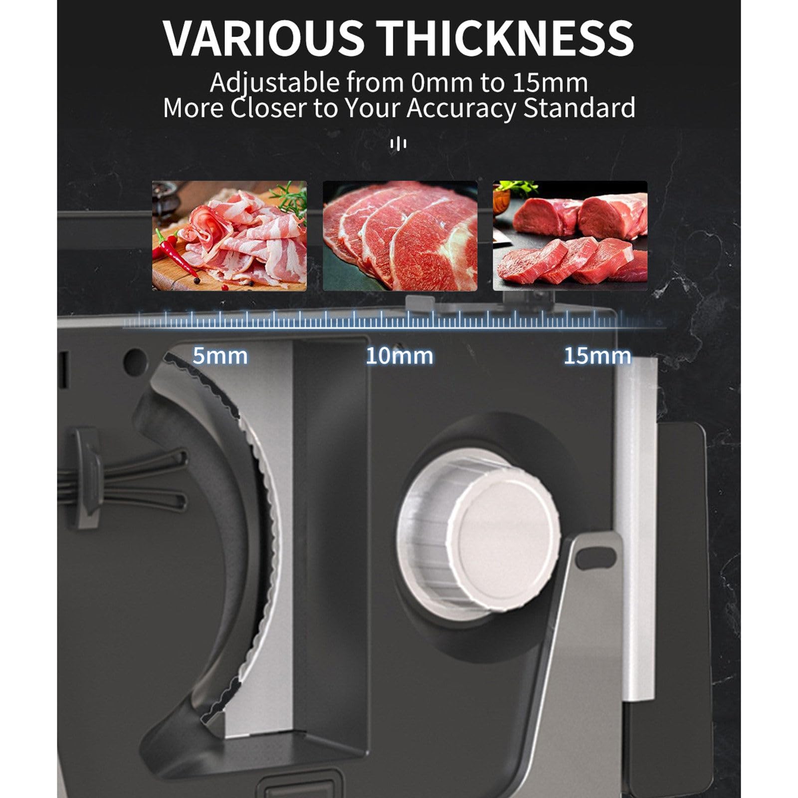 Affettatrice pieghevole in acciaio inox, spessore regolabile da 1 a 15 mm, protezione di sicurezza per bambini, adatta per carne, pane, pancetta e formaggio