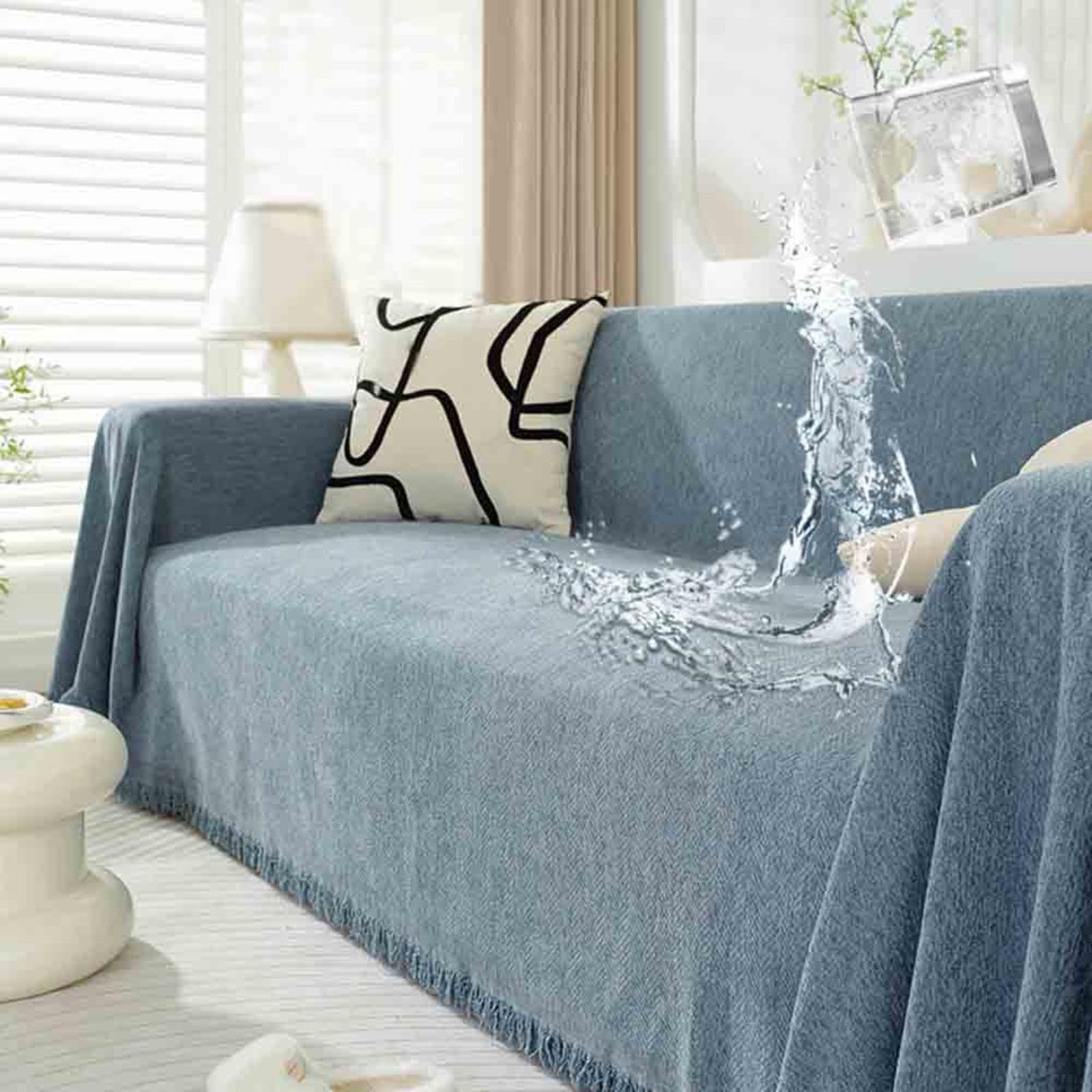 Large Throws for Sofas 3 Seater, Chenille Sofa Throws Large 4 Seater, Throws for Sofas Large Couch Throw with Decorative Tassels, Washable Breathable Sofa Blanket Cover,D-180x380cm/70.87x149.6in