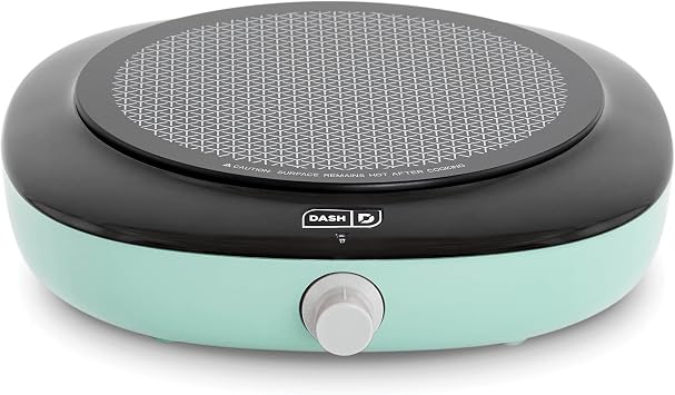 Dash Pyroceram Glass Burner - Designed for Multi-Function Cooking - Lightweight Device with Durable Pyroceram Glass - Quick Infrared Heating System & Five-Temperature Settings - Aqua