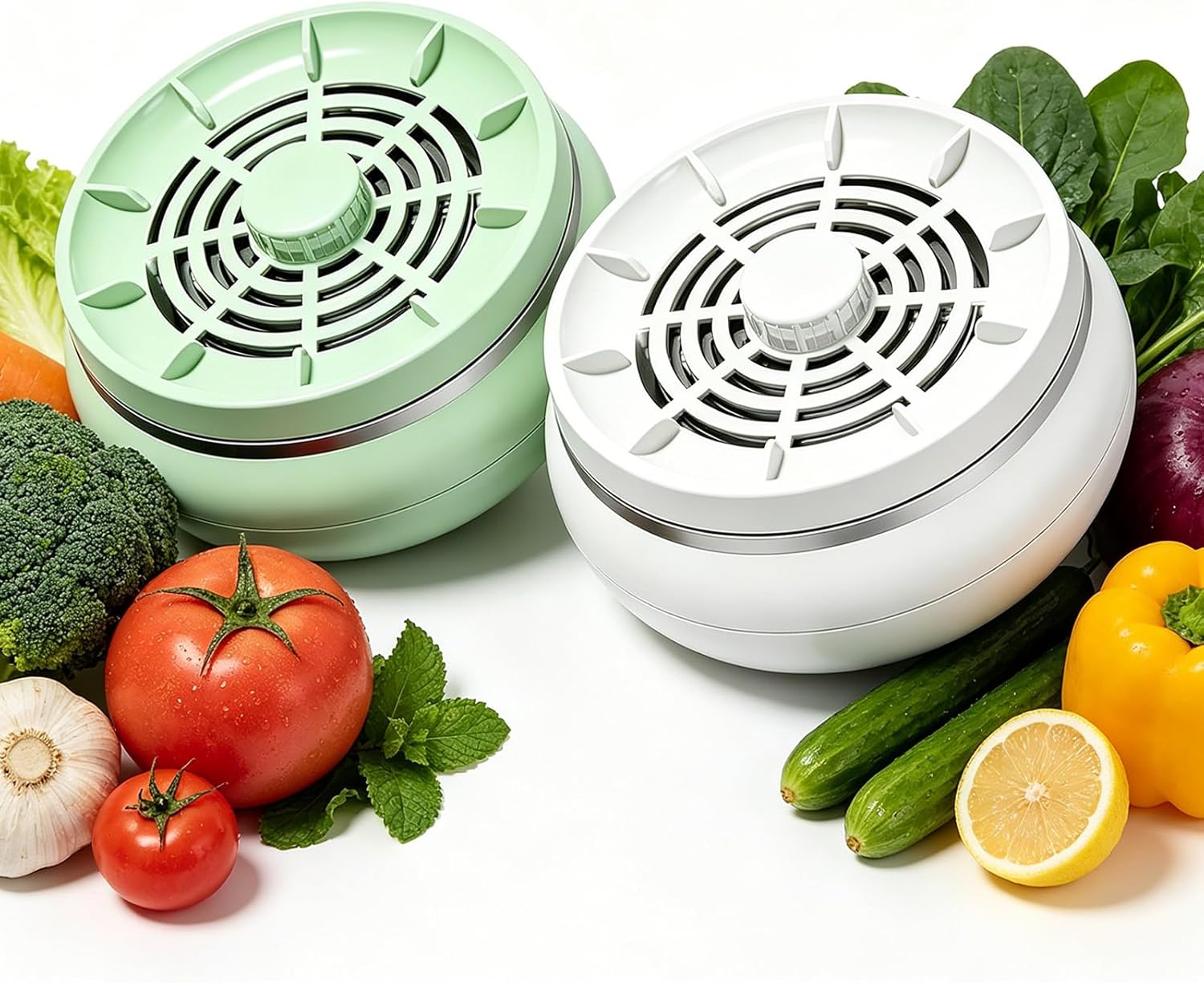 Vegetable Fruit Purifier, Portable Automatic Vegetable & Fruit Cleaner Washer with Electrolysis & Vortex Technology, 4 Cleaning Modes for Pesticide Removal, Waterproof, for Home Kitchen Use (White)
