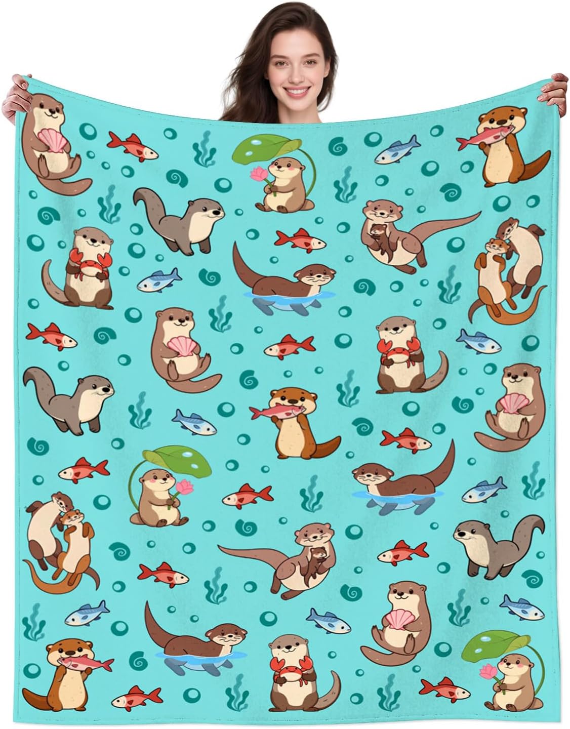 Sea Otter Blankets for Kids Girls Plush Sea Otters Blanket Throw Stuff Bedding Otter Gifts for Girls Kids Boys Women Adults Animal Lovers Birthday Party Decorations 50"X40" - Image 2
