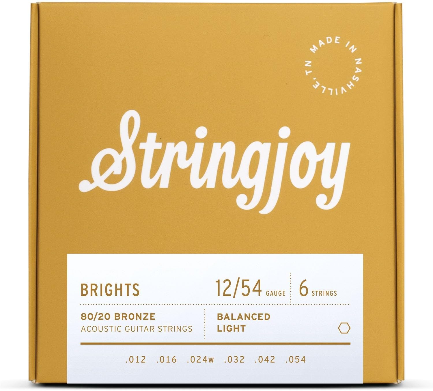 Stringjoy Balanced Light 12-54 Brights 80/20 Bronze Acoustic Guitar Strings