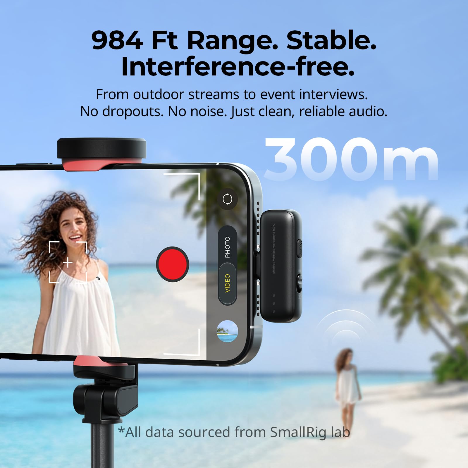 SMALLRIG Microfono Wireless S70-C1 (1 Trasmettitore + 1 Ricevitore + Custodia di Ricarica), compatto USB-C per Smartphone Android/Fotocamere/Action camera, 20 Ore di Autonomia, Bianco - 5719
