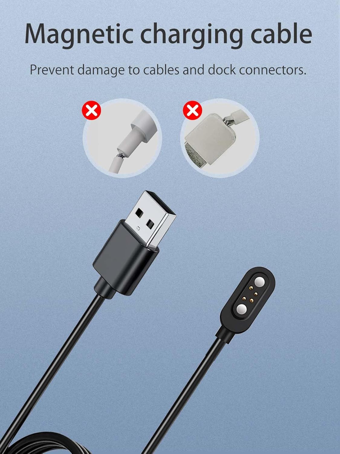 Comparison of magnetic charging cable with damaged traditional cables