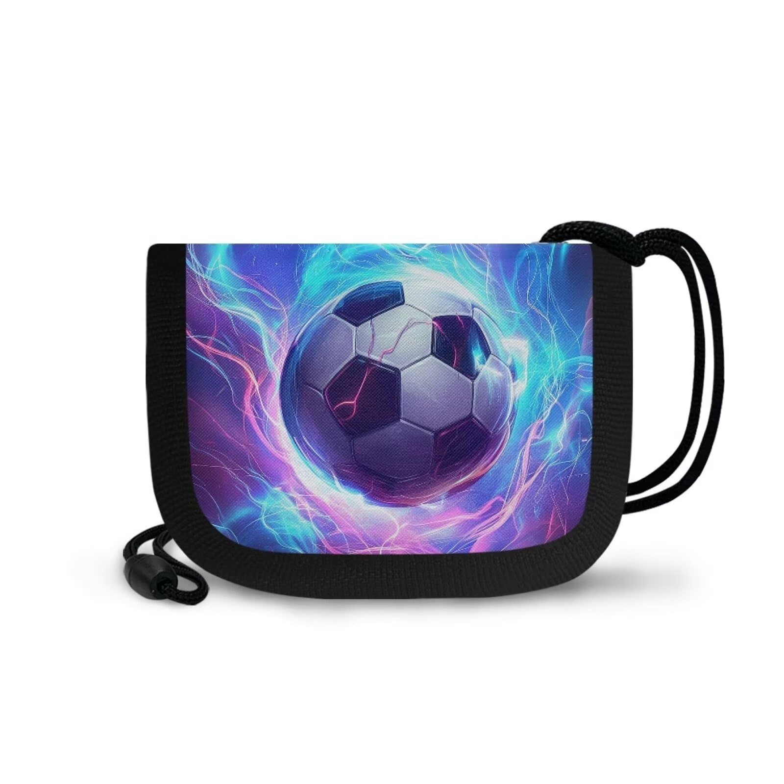 Rshubino Football Wallet for Boys Kids Wallet with Lanyard Toddler Wallet with Cash Pouch Coins Purse Wallet with 2 Card Slots for Sports Holiday Travel