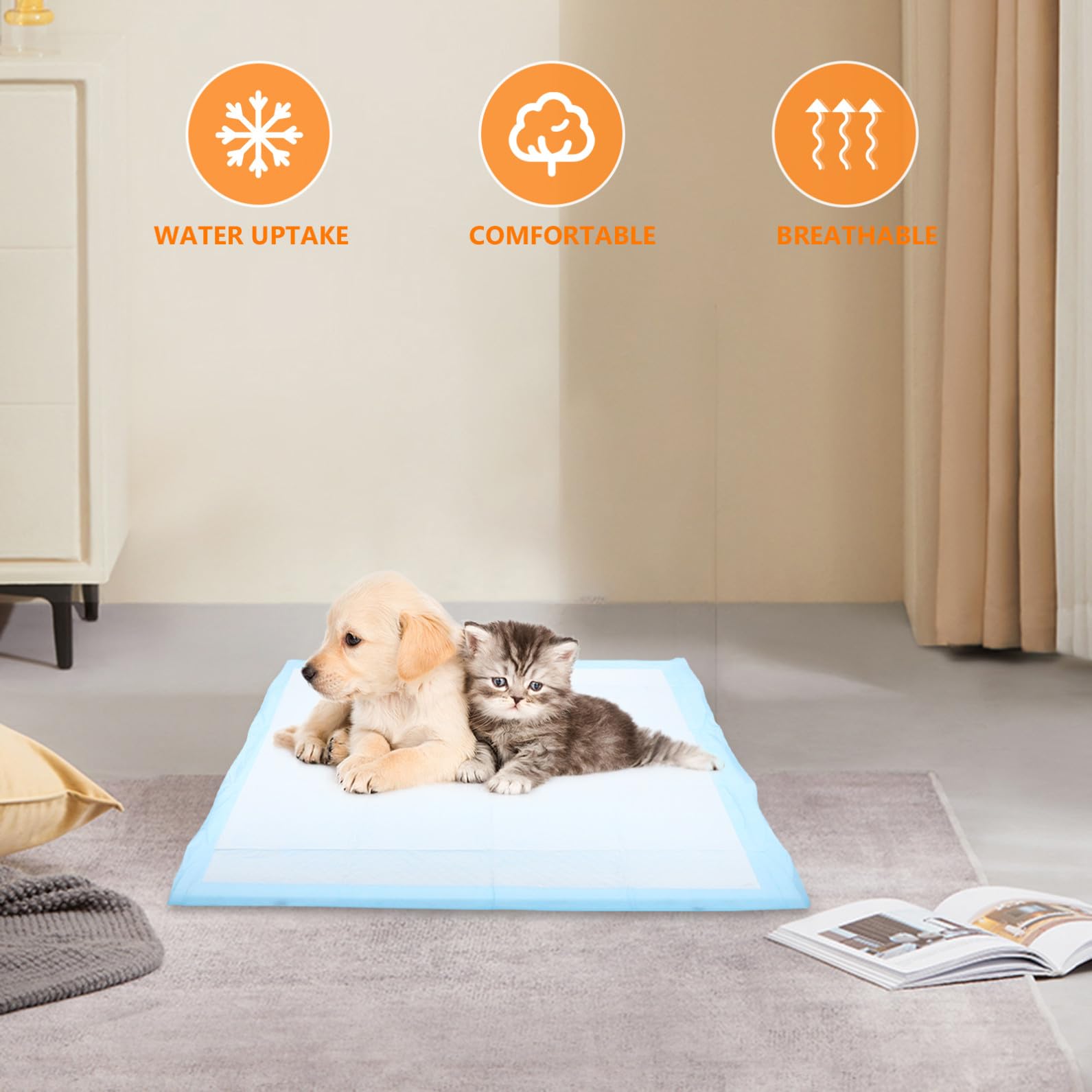 ibasenice Alèse pour Chiot Super Absorbante 60x60 Cm en Non-tissé | Format L, Usage Voiture et Cage, Absorbe le Liquide Instantanément, Lot Unitaire