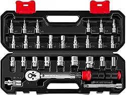 WETT Conjunto de 27 chaves de torque de clique, chave de torque de bicicleta de 1/10.2 cm, 2,3-27,1 NM (20-240IN.LB), ± 3% de precisão, kit de ferramentas de manutenção de bicicleta com soquetes de