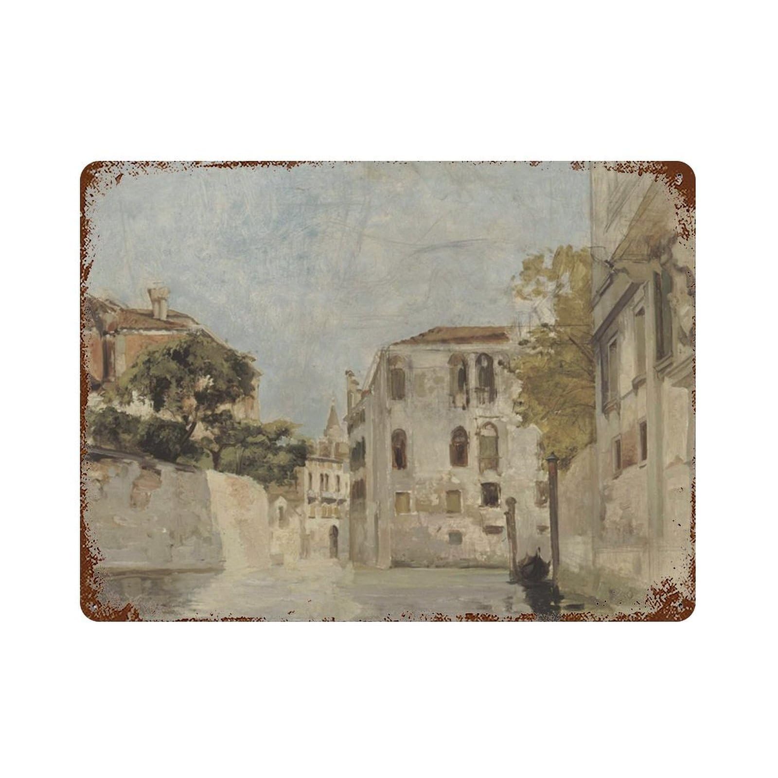 xiaoxiaoshen Venice Canal Painting, Vintage Neutral Italy Wall Decor Art Metal Tin Poster Modern Home Decor Art Home Bar Shop Decorations Vintage Sign 30x40cm