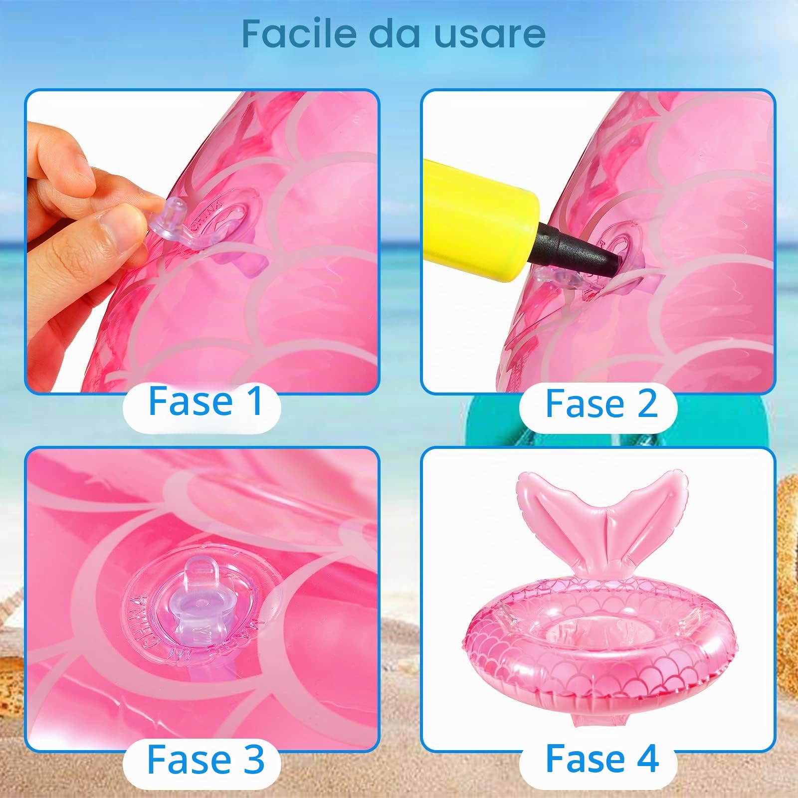 Vibbang Anello di Nuoto per Bebè, Anello da Nuoto Gonfiabile per Bambini, Anello da Spiaggia per Bambini, Salvagente con Mutandina Aiuta i Bambini 6-36 Mesi, Piscina Estiva All'aperto