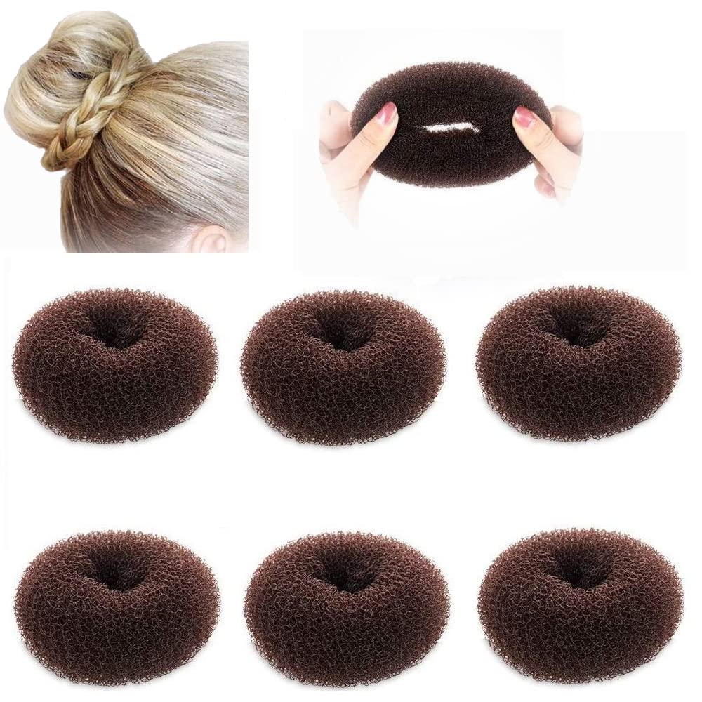 KASTWAVE Donut Extra Small Hair Bun Maker for Kids, 6 PCS Chignon Hair Donut Sock Bun Form for Girls, Mini Hair Doughnut Shaper for Short and Thin Hair (Small Size 2 Inch, Dark Brown)