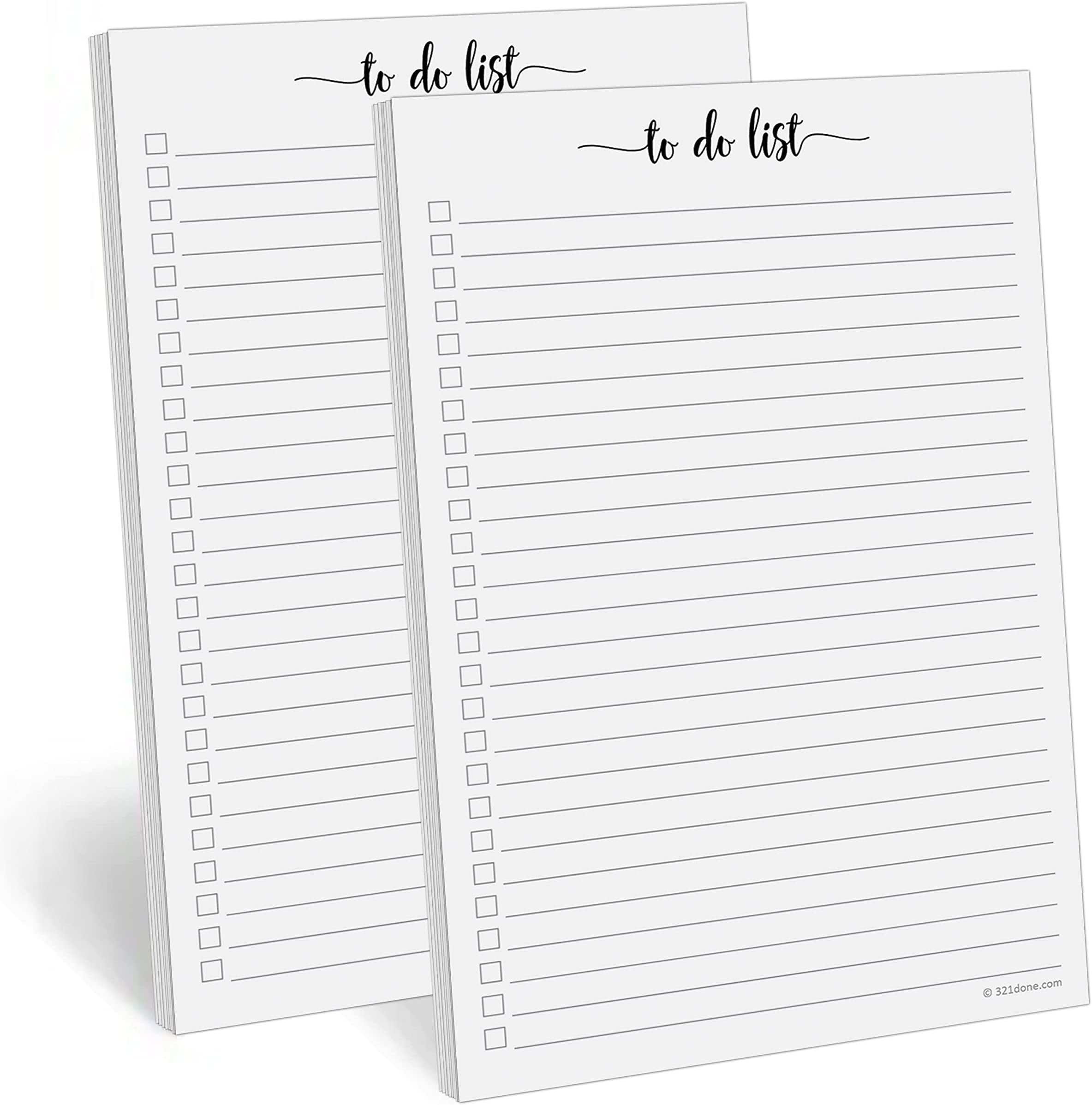 321Done To Do List Notepad - Pack of 2-50 Sheets (5.5" x 8.5") To-Do's Notepad Tear Off, Planning Memo Pad, Planner Checklist Organizing - Made in USA - Simple Script - College-Ruled
