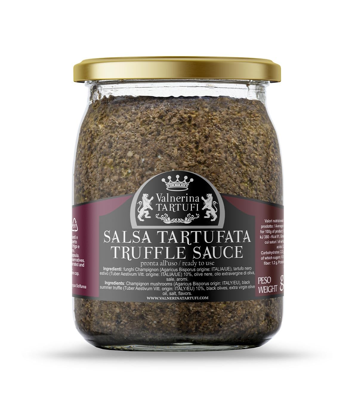 Valnerina Tartufi Sauce Truffe Recette Originale | Champignons, 10% Truffe Noire D'été | Pot 500 Gr.