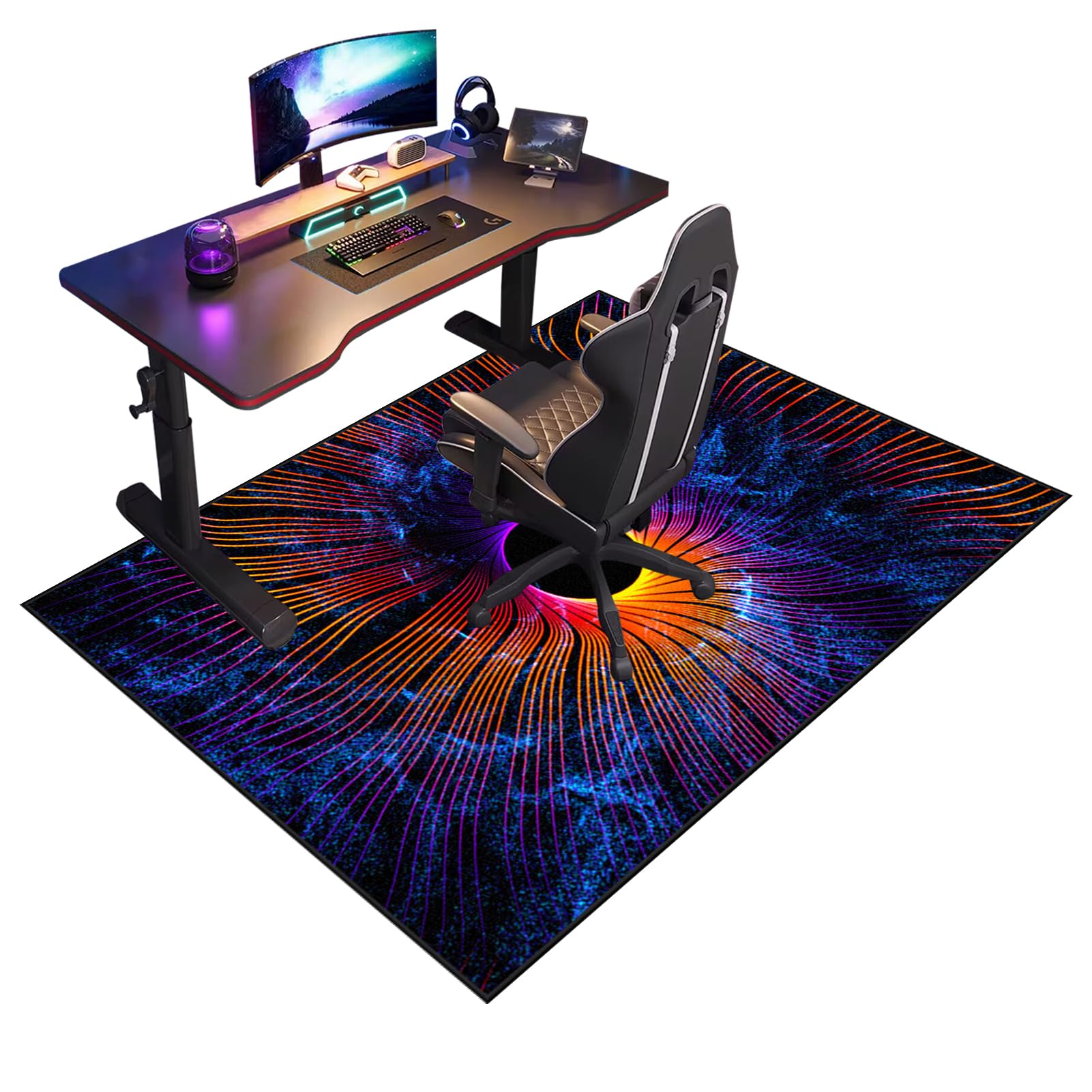Fcenghox 591A Gaming Chair Mat For Hardwood Floor Anti-Slip Computer Rolling Chair Mat For Carpet Floor Protector For Office Chair Mat Under Desk Low Pile Office Rug Multi Purpose Chair Mat For Office 90 X 120 Cm