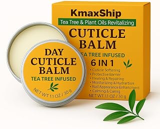 KmaxShip Tea Tree Oil Cuticle Balm & Cream - Repairs Dry Damaged Cuticles, Moisturizes Nails, Softens Skin, 1.1oz Healing Butter