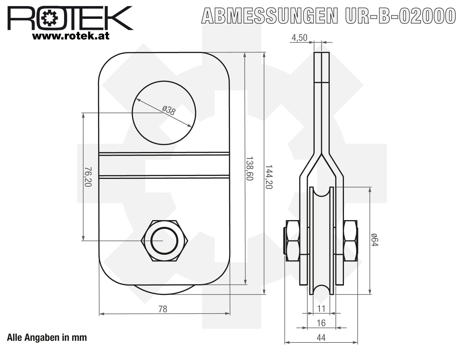 Rotek Off-Road Umlenkrolle 2t (4t), UR-B-2000 für textile Anschlagmittel