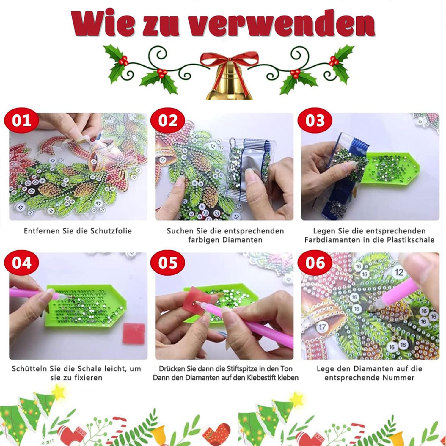 GADITIEK Diamond Painting Weihnachten Anhänger - 5D DIY Doppelseitig