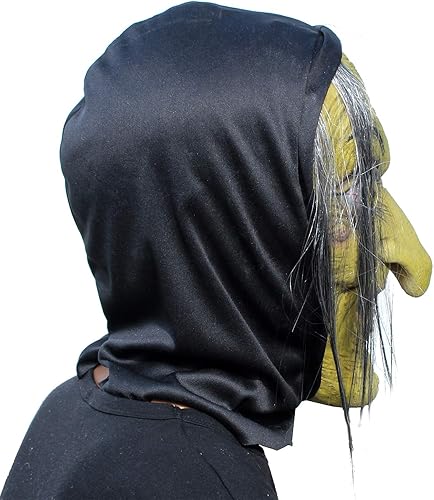 Miniatura 3 de PartyHop - Máscara de bruja de anciana - Disfraz de cosplay de terror aterrador de Halloween