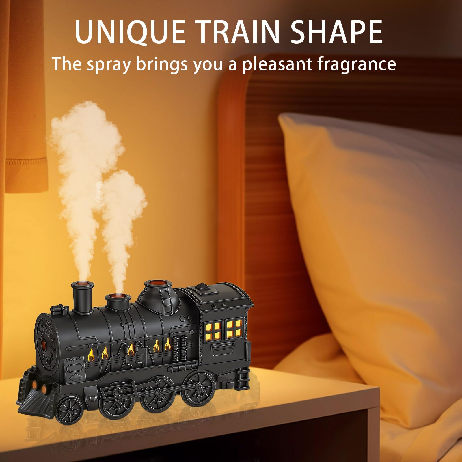 Diffusori per oli essenziali, 300 ml, diffusore Magic Train, grande diffusore per aromaterapia con telecomando, umidificatore ad ultrasuoni con spegnimento automatico, per ufficio e camera da letto