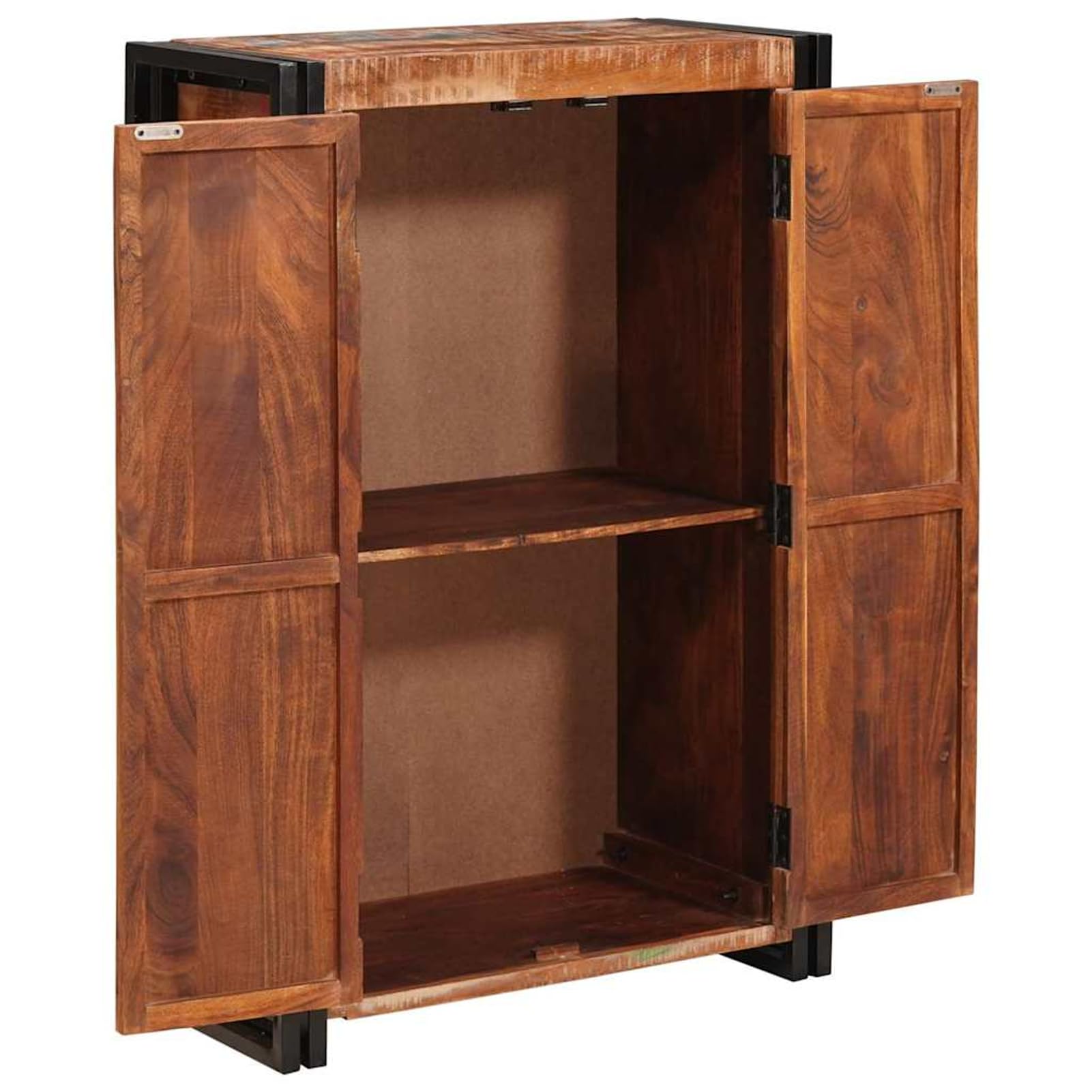 Industrieller Highboard mit Türen - Stauraum für Geschirr & Deko, Massivholz & Metall, Braun Model4104768