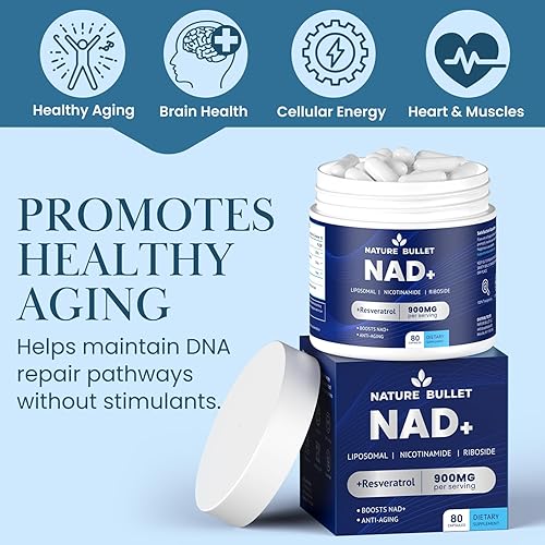 Miniatura 2 de Suplemento NAD+ con resveratrol - Cápsulas liposomales de ribósido de nicotinamida - 900 mg por porción - Apoya la energía celular, el