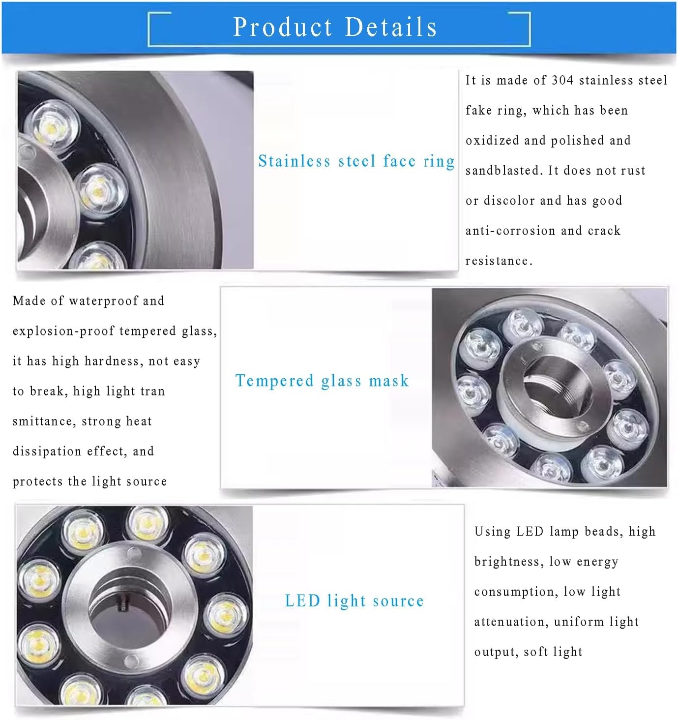 Underwater Landscape Light Ring Fountain Light IP68 Waterproof DC12/24V Stainless Steel LED Pond Light for Park Rockery Swimming Pool Waterfall Aquarium Landscape Lamp(Yellow,18W-DC24V)