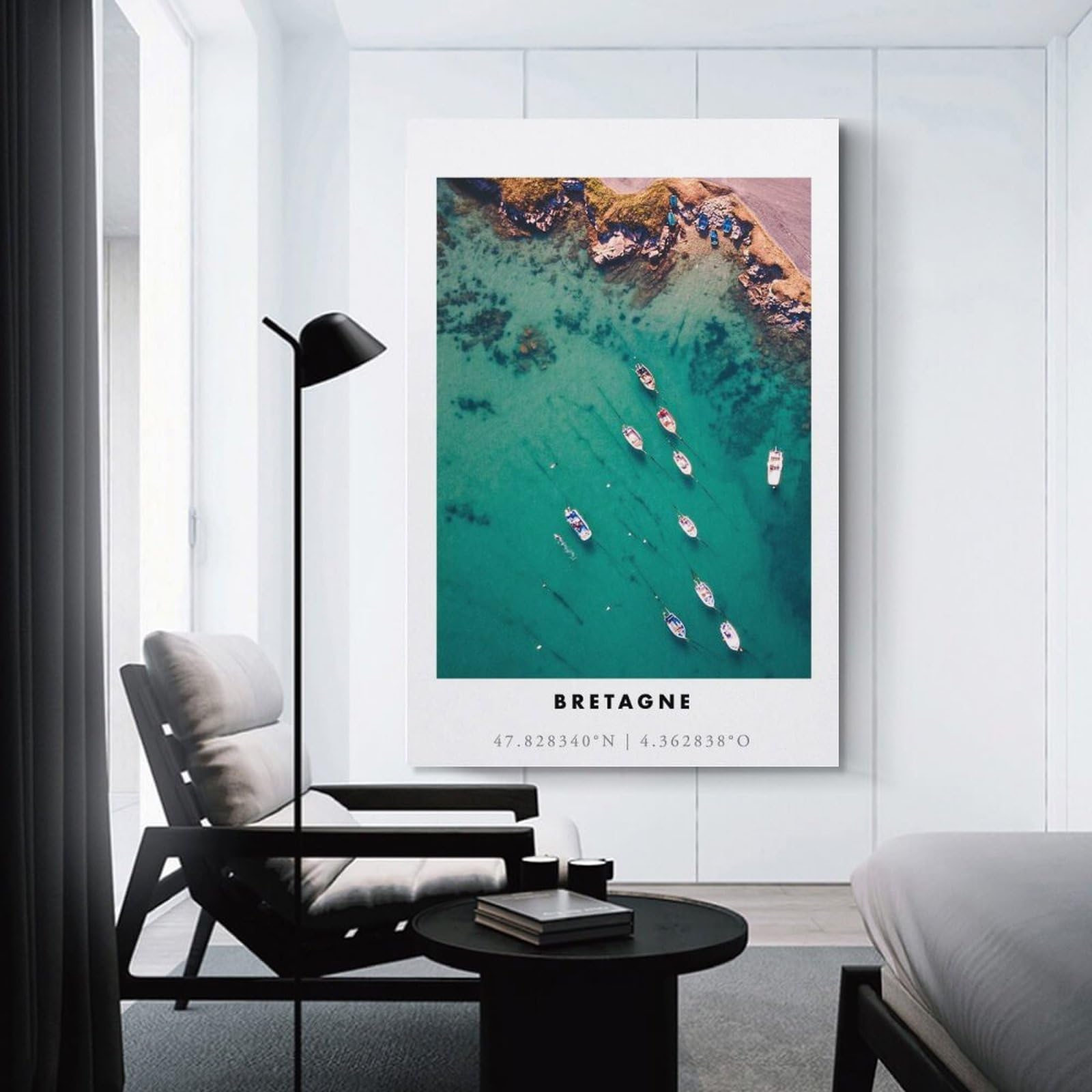 Junmoney Boats in Brittany Decorative Canvas Print, 16x24inch(40x60cm), for Hallway, Entryway Or Landing, Home Artwork for First Impressions