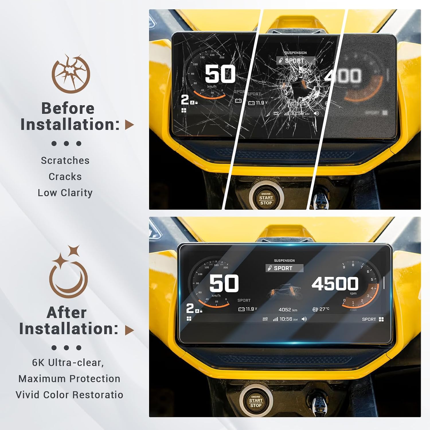 Compatible with Can Am HD11 Defender Screen Protector Glass for 2026 Can Am Defender HD11 Accessories, Can Am Spyder Screen Saver for 2020-2026 Can-Am Spyder (RT, RT-Limited) 10.5" Touchscreen Display