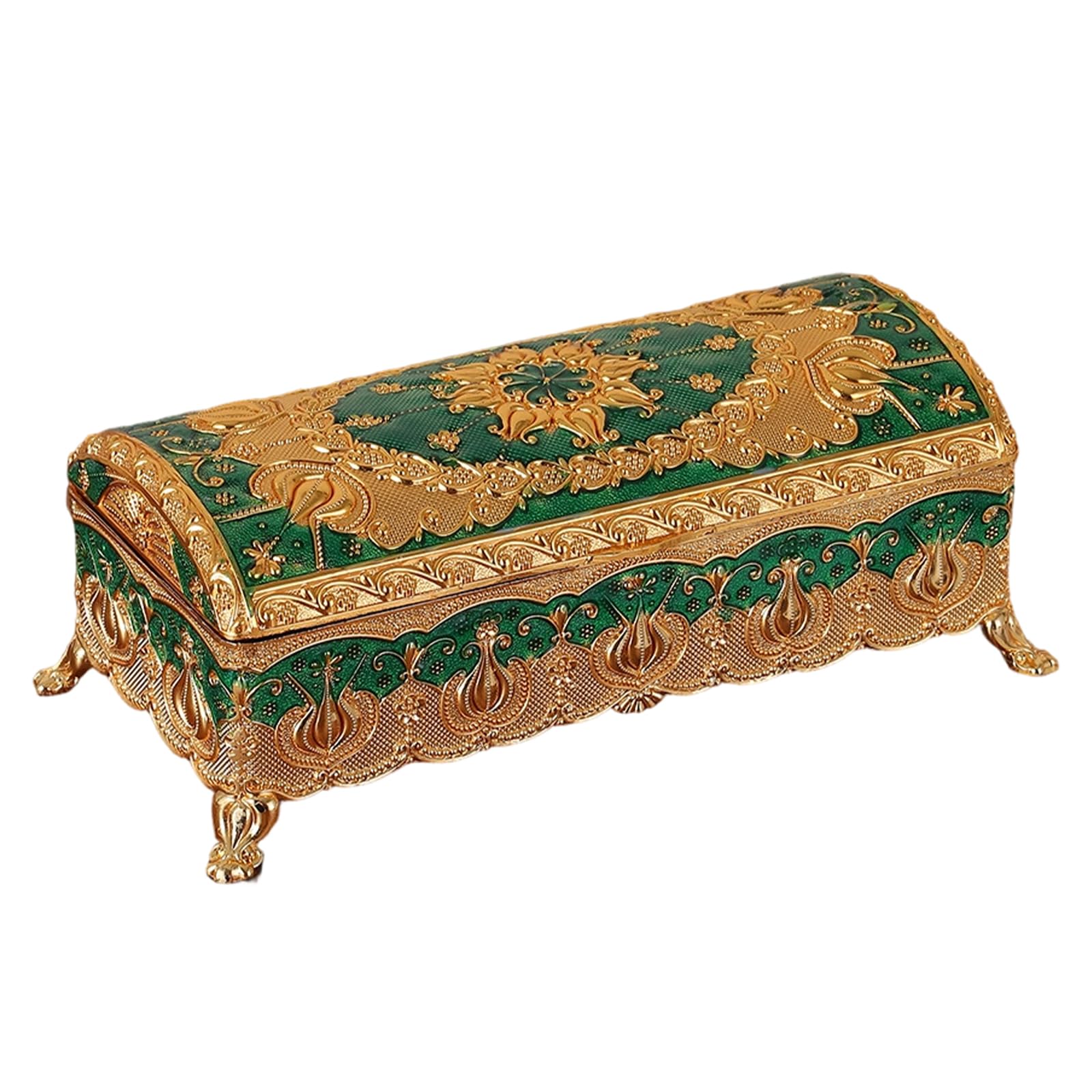 ZBIianxer Stylish Antique Inspires Rectangular Enameled Jewelry Case with Plush Interior Storage Box for Necklaces and Earrings Traditional Decorative Knickknack Box
