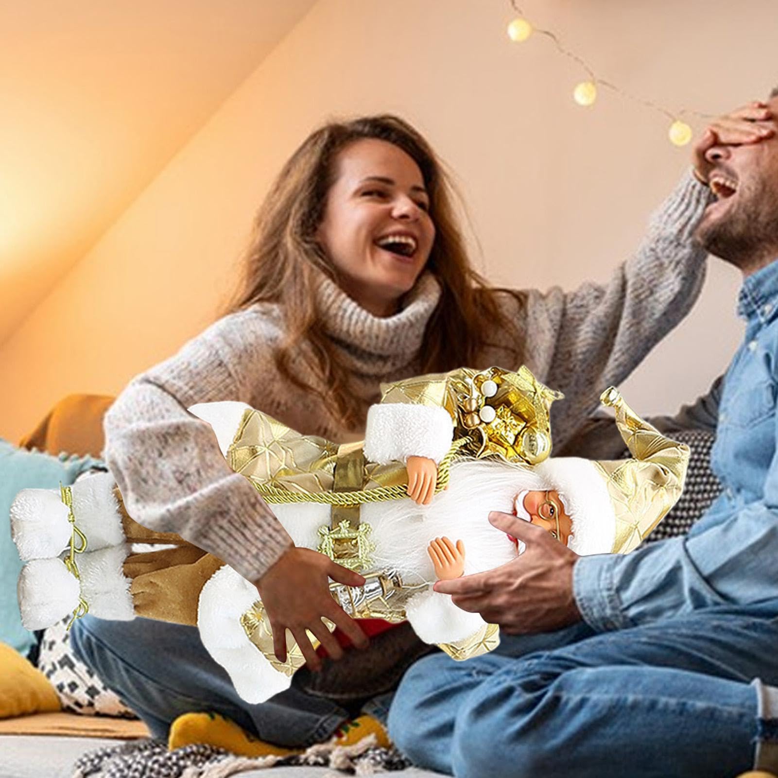 Estatua De Papa Noel Figura De Pie De 46 Centímetros | Decoración De Figura De Papa Noel Para Navidad De Pie Para Hogar Mesa Escritorio Ventana Chimenea Familia Amigos Colegas y