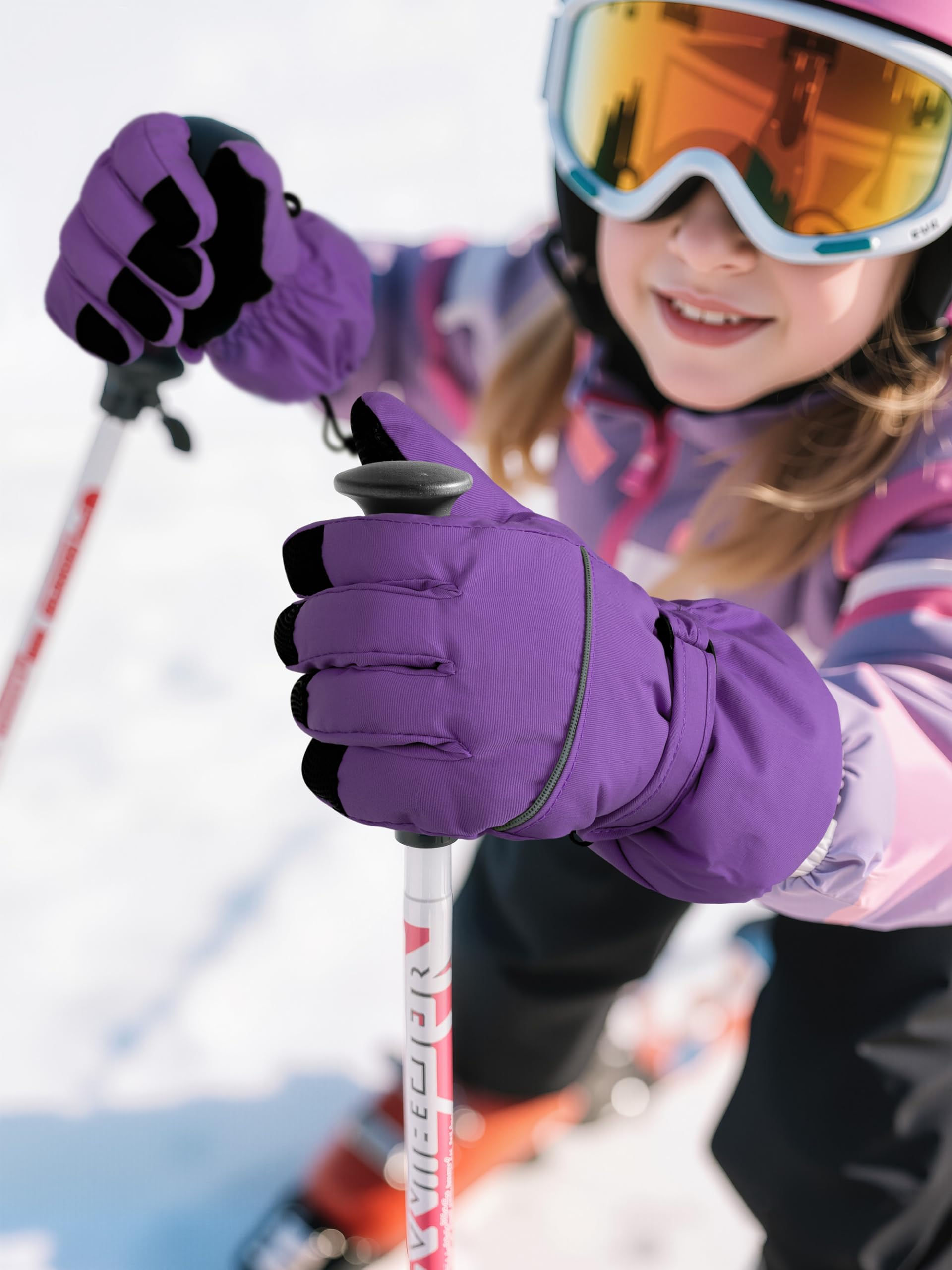 Cooraby 6 Paar Kinder Skihandschuhe Schneehandschuhe Wasserdicht Winddicht Handschuhe Winter Snowboard Sport Handschuhe für Jungen Mädchen Kaltes Wetter