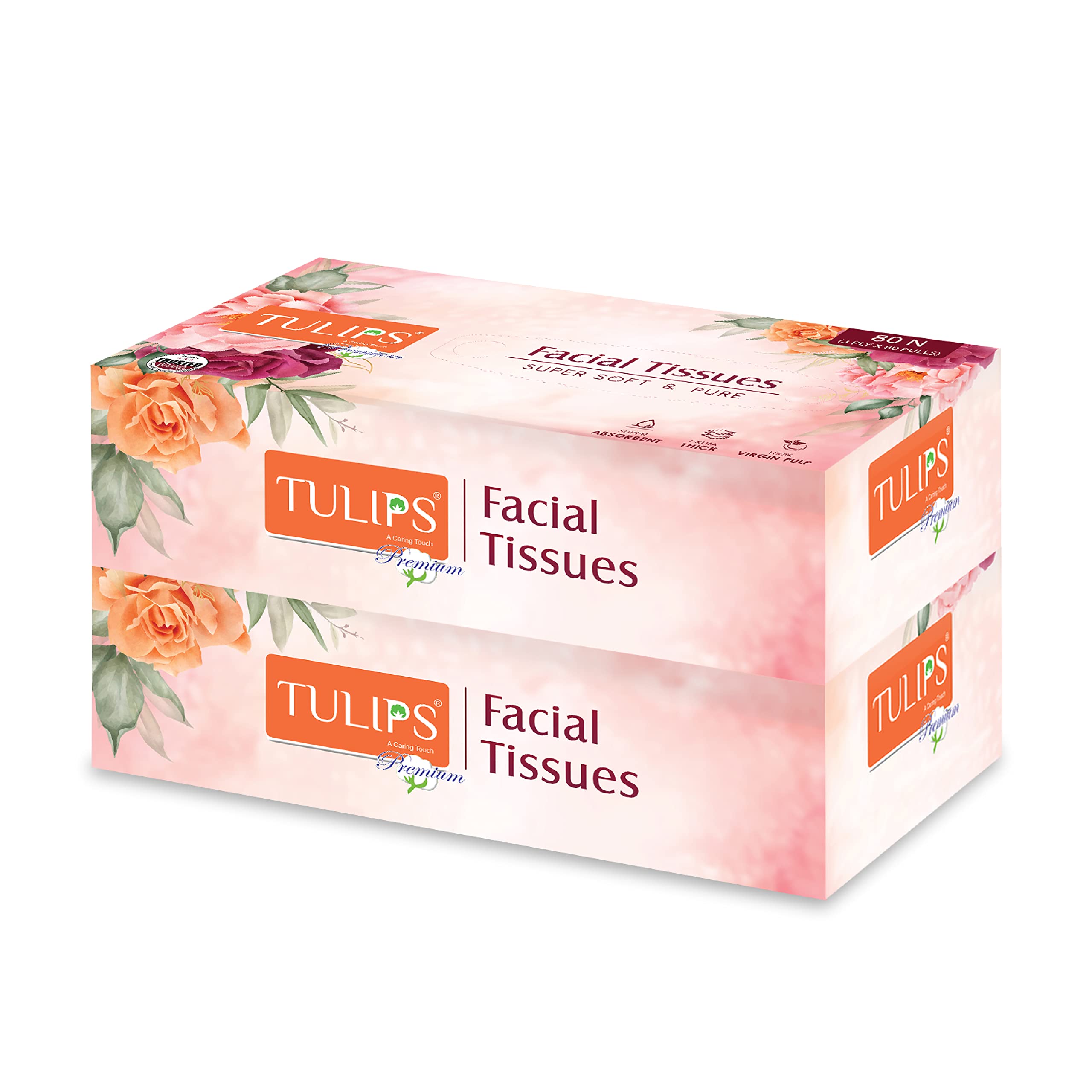 TULIPS Facial Tissue Paper 80 Pulls 3 Ply (Pack of 2) (B0C3W4W6PQ) Amazon Price History, Amazon Price Tracker