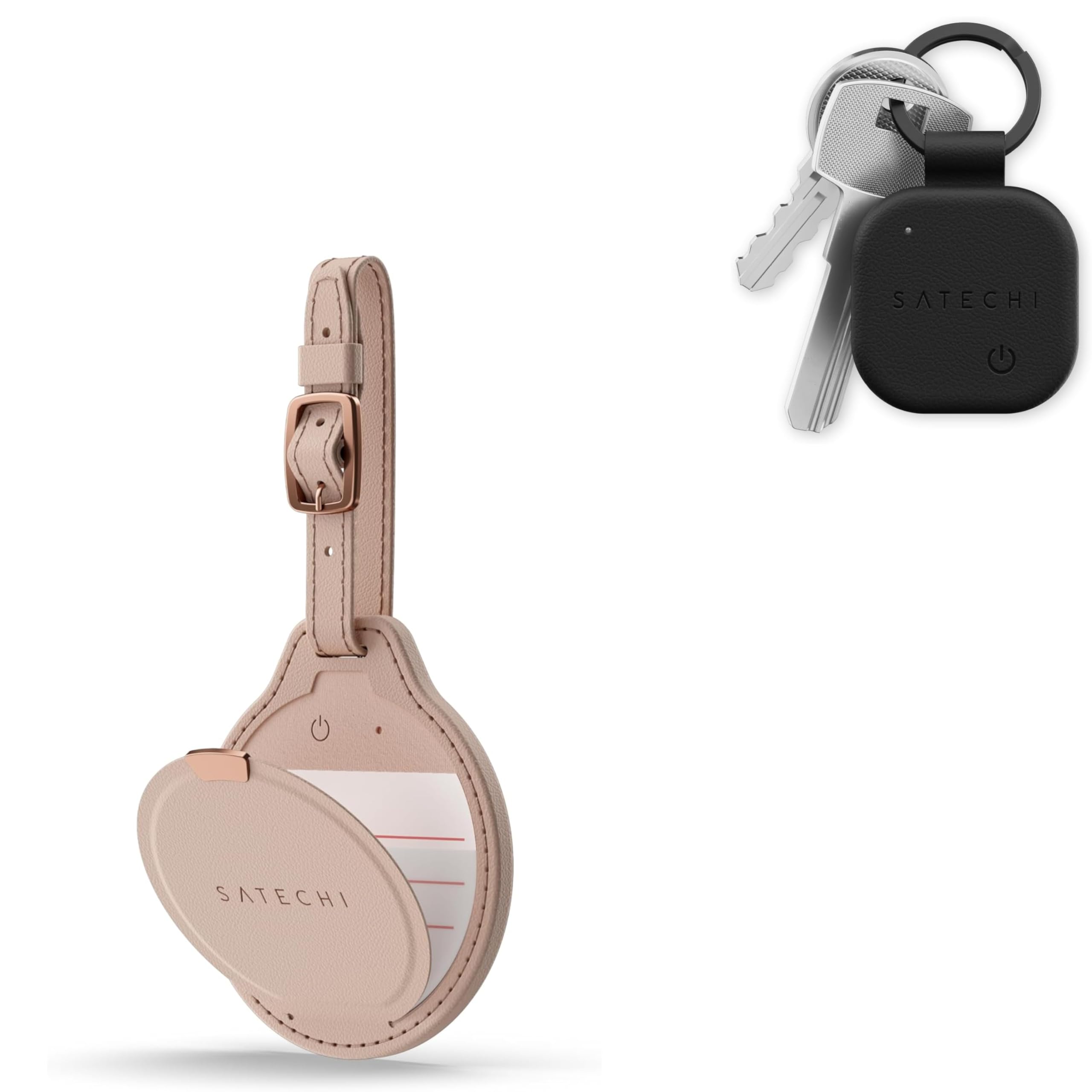 SATECHI Bundle FindAll Traceur GPS pour Bagage Recharge sans Fil (Rose Desert) et Localisateur de Cles (Noir)