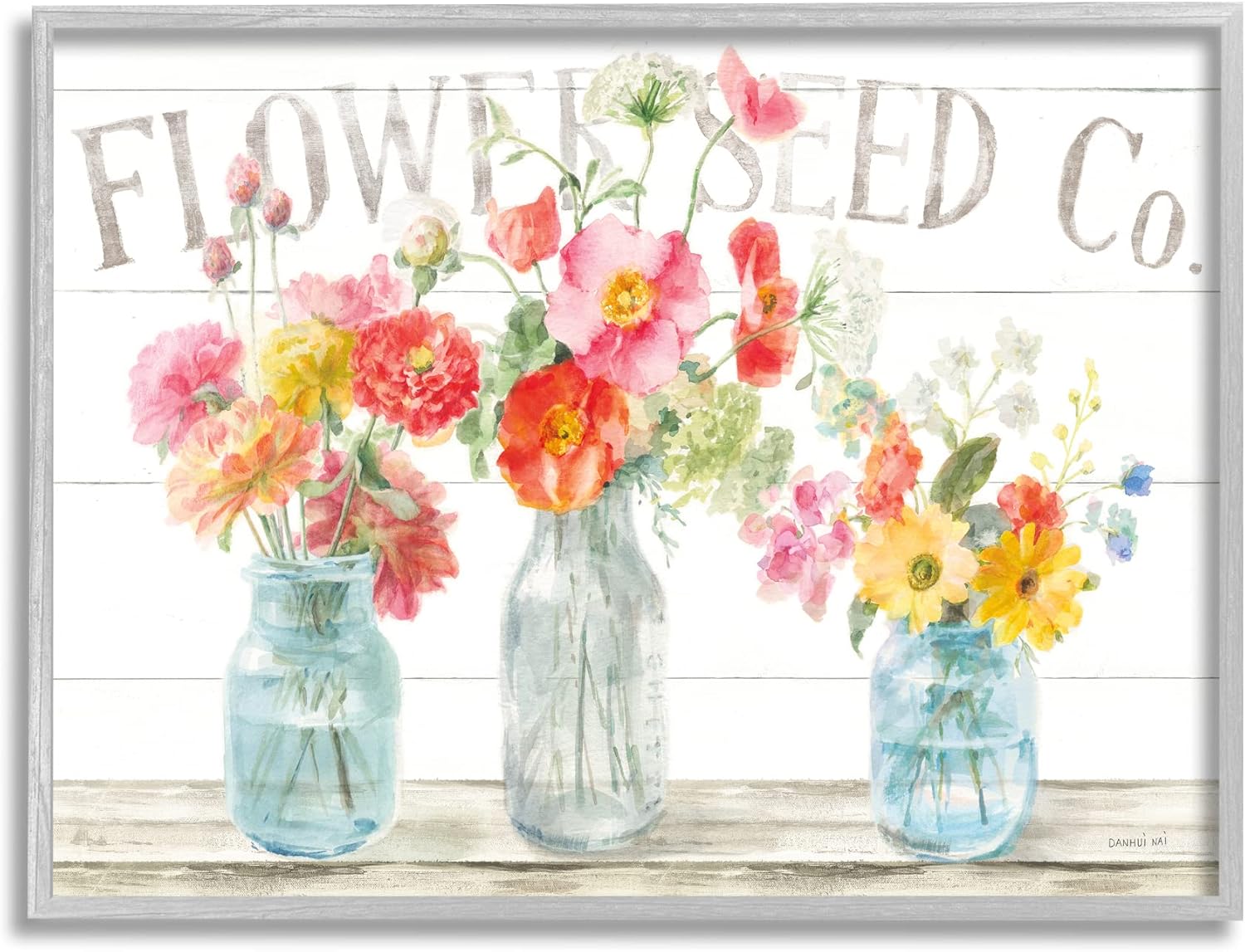 Stupell Industries Flower Seed Co. Vibrant Spring Blossoming Florals Framed Wall Art, Design by Danhui Nai