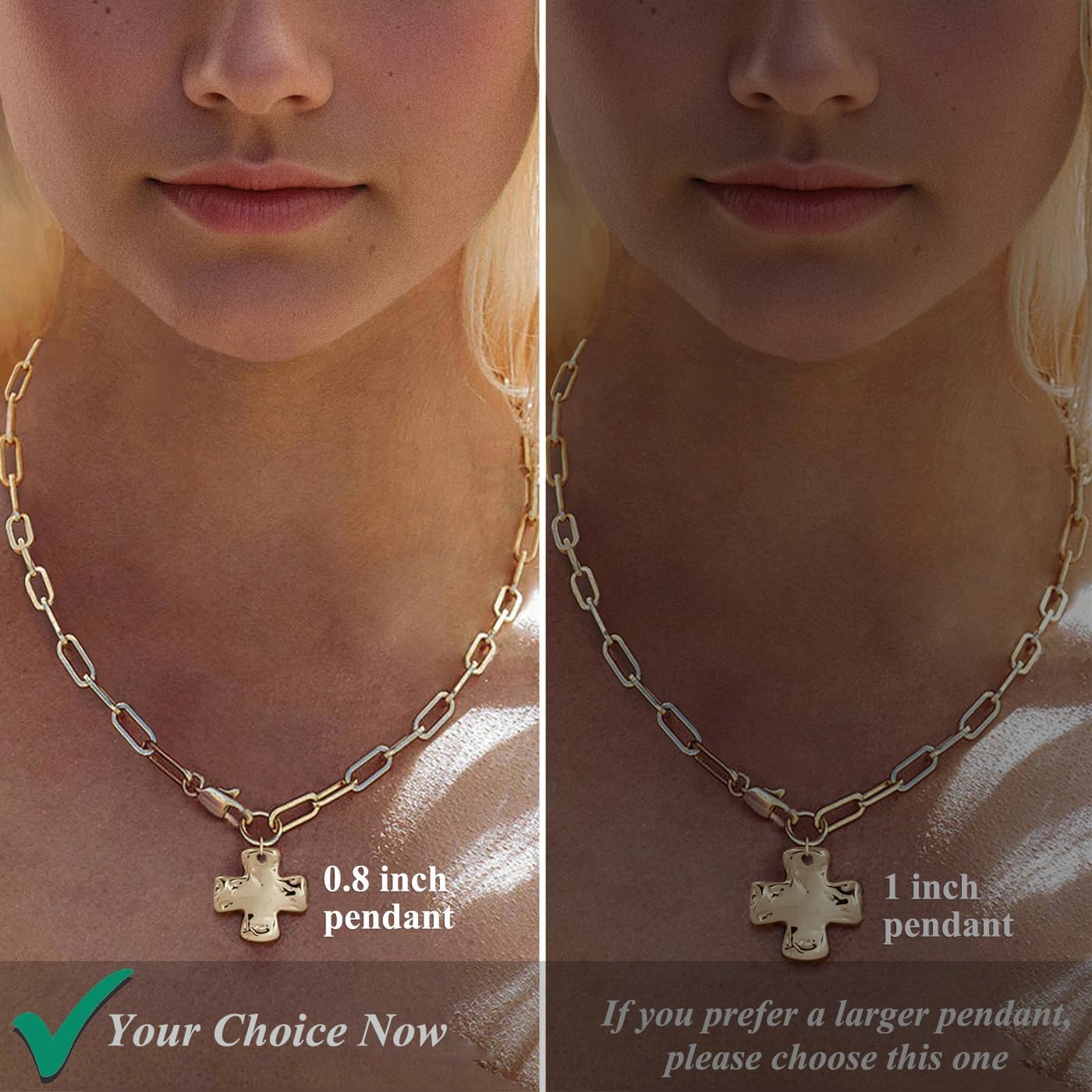 Chunky Cross Necklace for Women Trendy Gold Silver Layered Statement Cross Pendant ... - Image 6