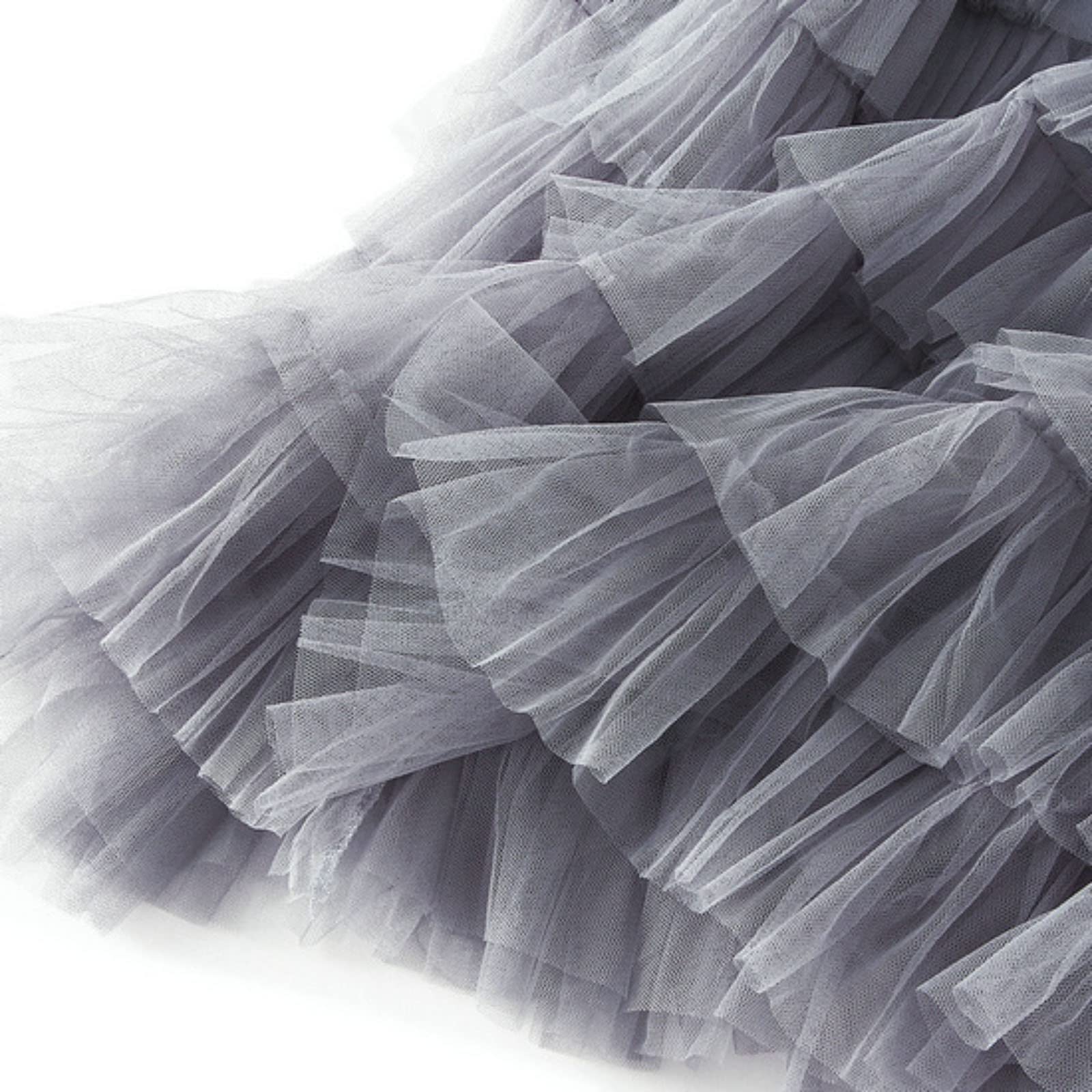 A-Line, Gonna a Pieghe, Gonna Lunga Tutu, Increspature Mesh, Vintage, Lunghezza polpaccio, Chiffon, Vita alta, Gonna a bolle con fibbie