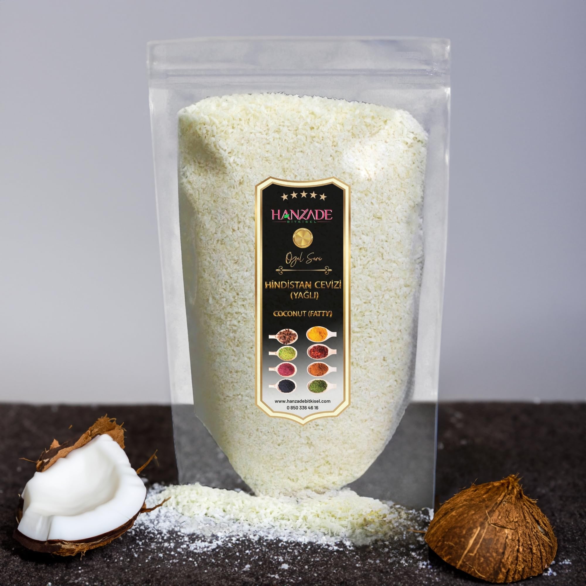 Hanzade Bitkisel Hindistan Cevizi İri Taneli Rende 250 Gr - Yağı Alınmamış Tam Yağlı