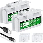 Xbox Battery Pack Rechargeable with 4 Back Covers and a USB C Charging Cable, 2X 4800mWh Xbox Controller Battery Play and Charger kit for Xbox One and Xbox Series X/S-White