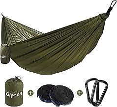 Glymnis Hamac Ultra-léger en Nylon 300kg Capacité de Charge 275x140cm avec 2 x Sangles en Nylon et 2 x Mousquetons pour Camping Voyage Exterieur Jardin