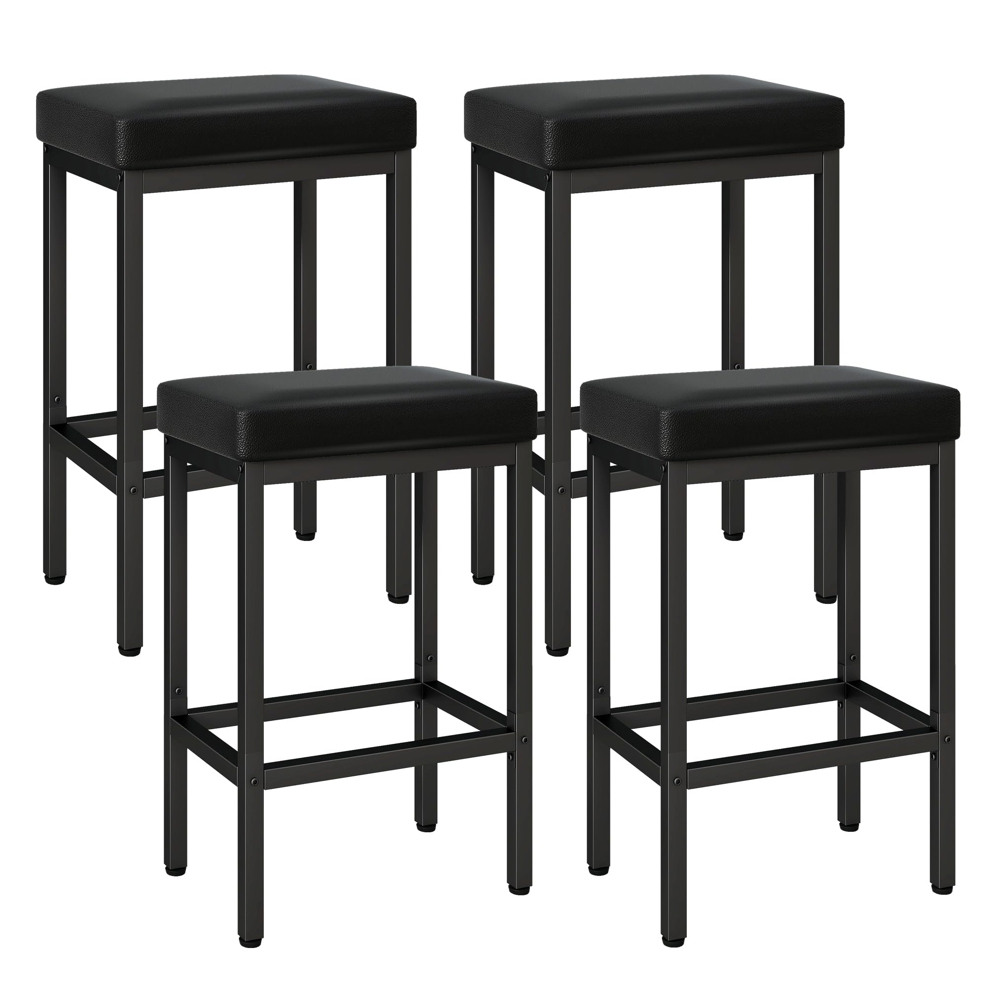 YMYNY 66 cm Bar Stools Set of 4, Black Breakfast Barstools, Kitchen Bar Stool Chairs with Metal Leg for Kitchen Island Counter Breakfast Bars Living Room Party, HBS513B-2