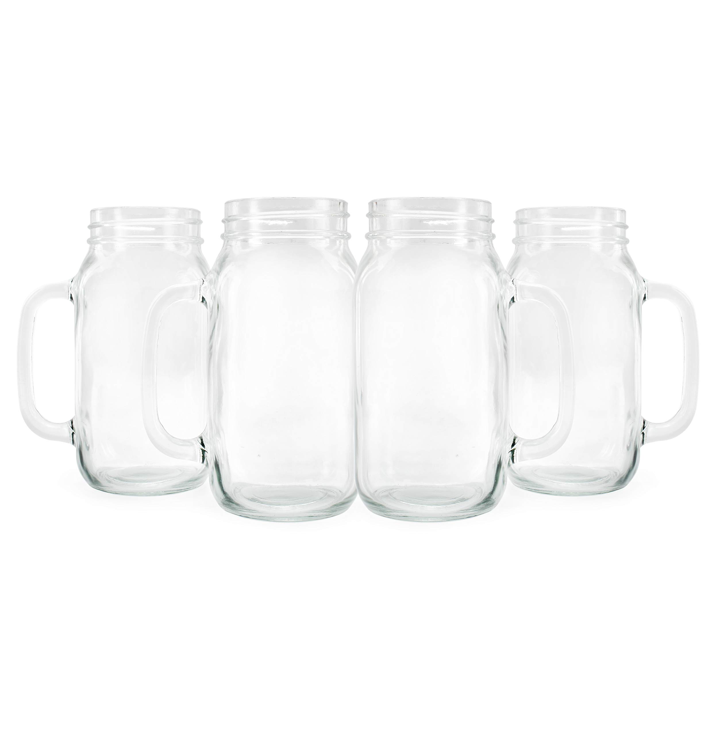 Darware Mason Jar Mugs with Handles (24oz, 4Pack); Glass Drinking
