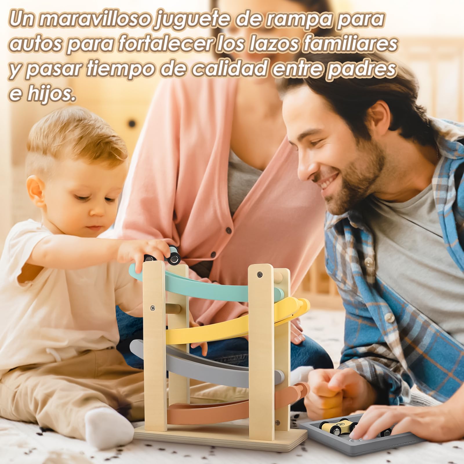 Vanplay Montessori Juguete a Partir de 1 año para Coche, Pista de Bolas, Madera, a Partir de 1, 2 años, Juguete de Madera, Regalo para 1 2 años, niño