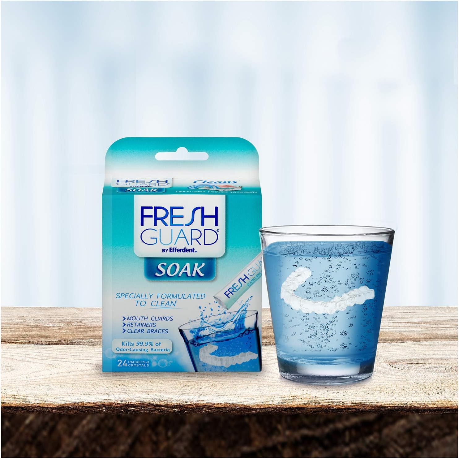 Fresh Guard Soak by Efferdent, For Guards, Retainers & Clear Braces, 24 Count : Beauty & Personal Care