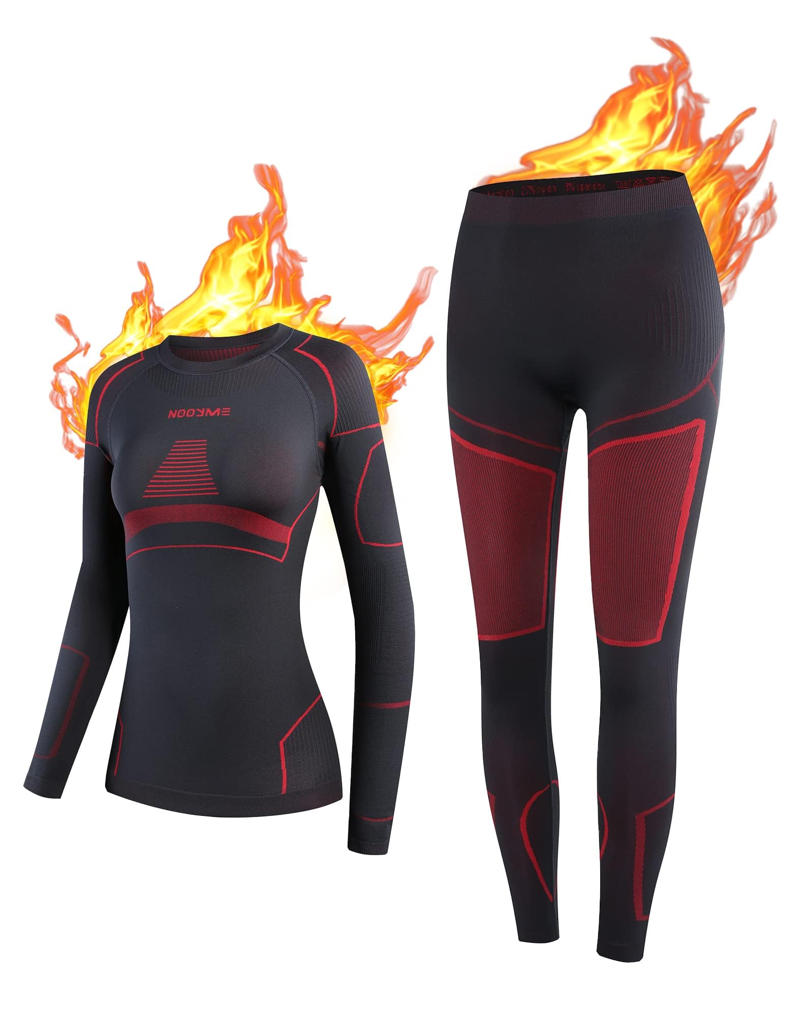 NOOYME Thermounterwäsche Damen Atmungsaktiv Thermowäsche Set Funktionswäsche Anti-bakteriell und Flexibel Skiunterwäsche Warme Unterwäsche für zu Hause und Sport im Herbst Winter