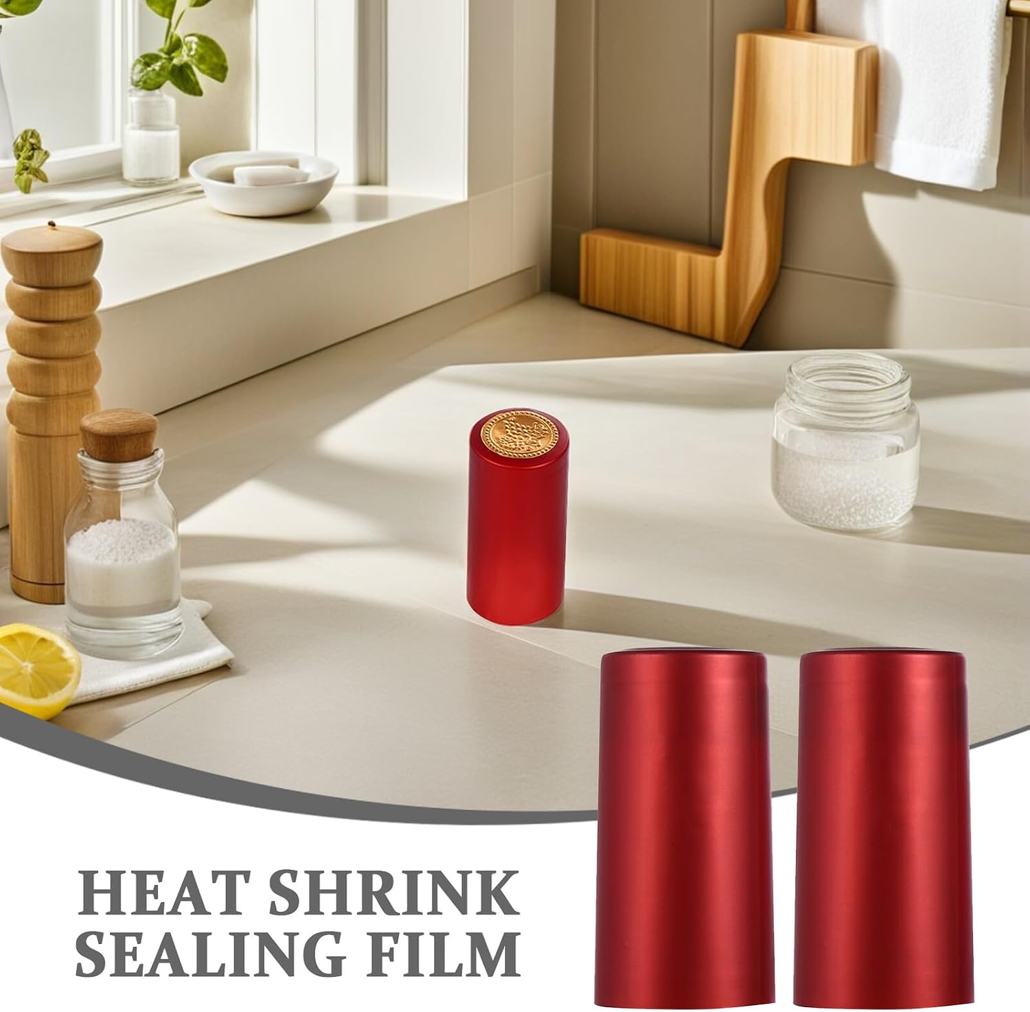 NUOBESTY 150pcs Heat Shrink Capsules Wine Shrink Caps Bottle Seals Sleeves Shrink Top Cover Bottle Film Stopper for Wine Cellars Home (Red Wine)